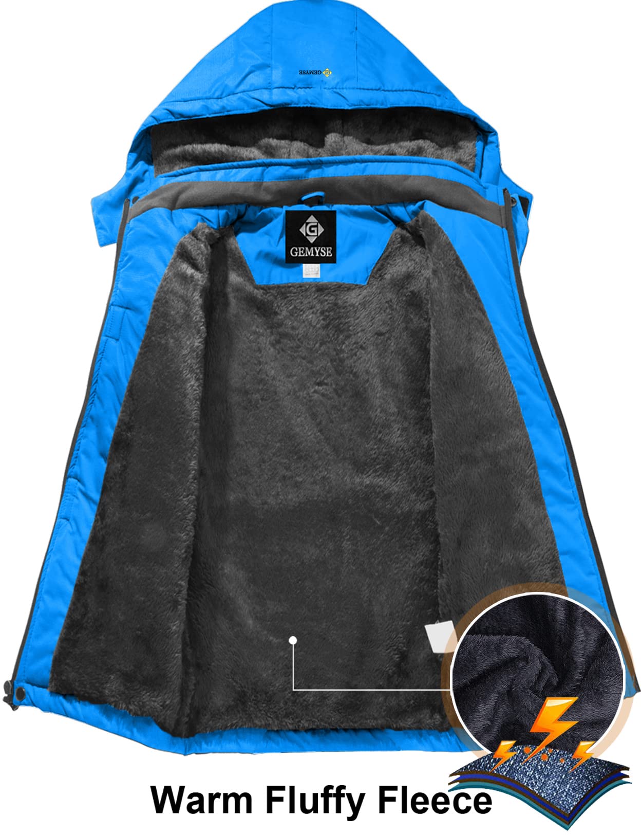 GEMYSE Bambini Giacca da Sci Impermeabile Pile Antivento Giacche Ragazzi invernale Cappotto con Cappuccio