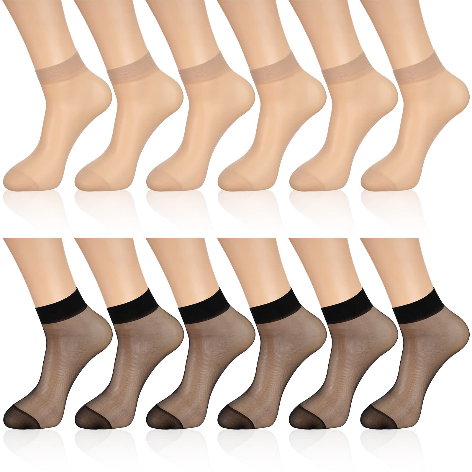 Geyoga 12 Pairs Sheer Ankle Socks