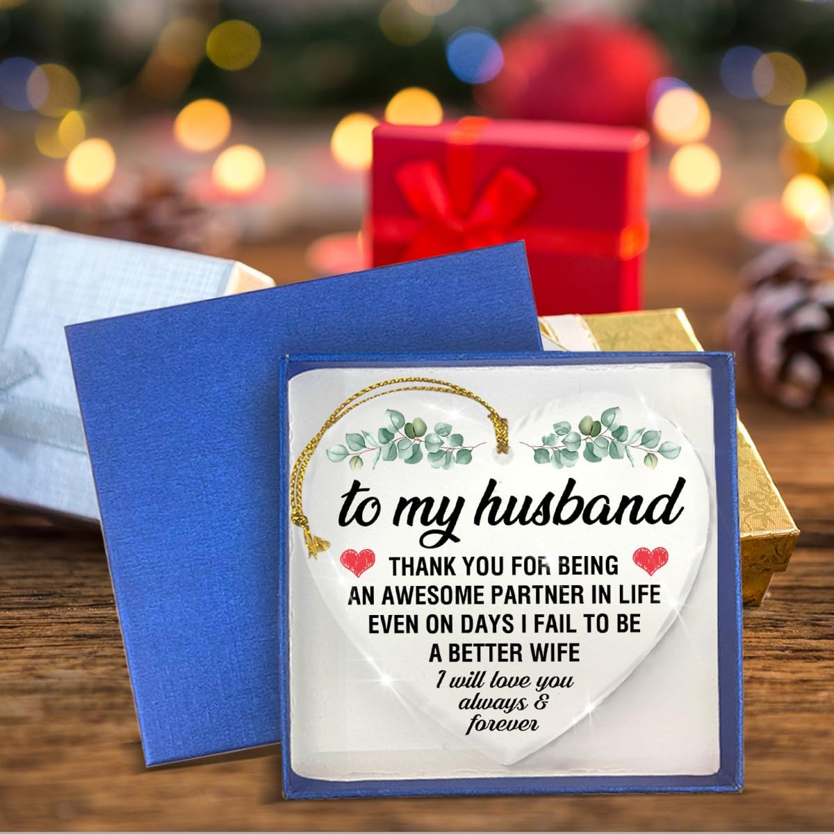 Gifts for Husband, Husband Gifts Ornaments, Christmas Anniversary Birthday Gifts for Husband, Husband Gifts from Wife, Husband Christmas Ornament Husband Thank You Acrylic Ornaments Keepsake - Image 5