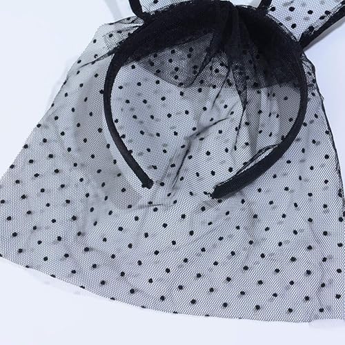 Vista 3 de Lurrose 2 diademas de orejas de conejo sexy con orejas de conejo, máscara de velo, bandas para el cabello, accesorio para el cabello para Pascua