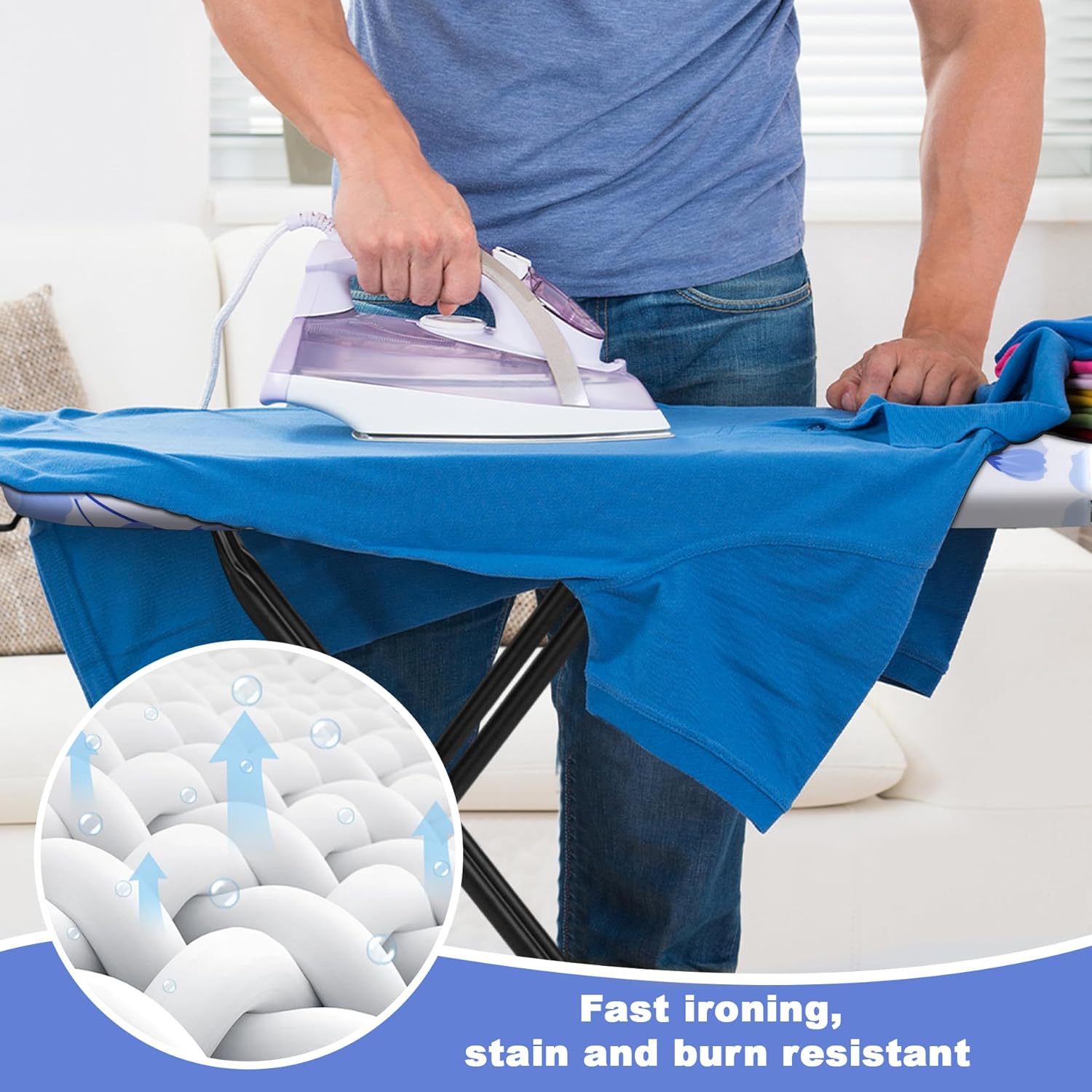 Ironing Board, Compact Ironing Board 13x43 Ironing Area with Extra Thick Heavy Duty Padded Cover, Stable Structure, Easy to Fold,Iron Mat