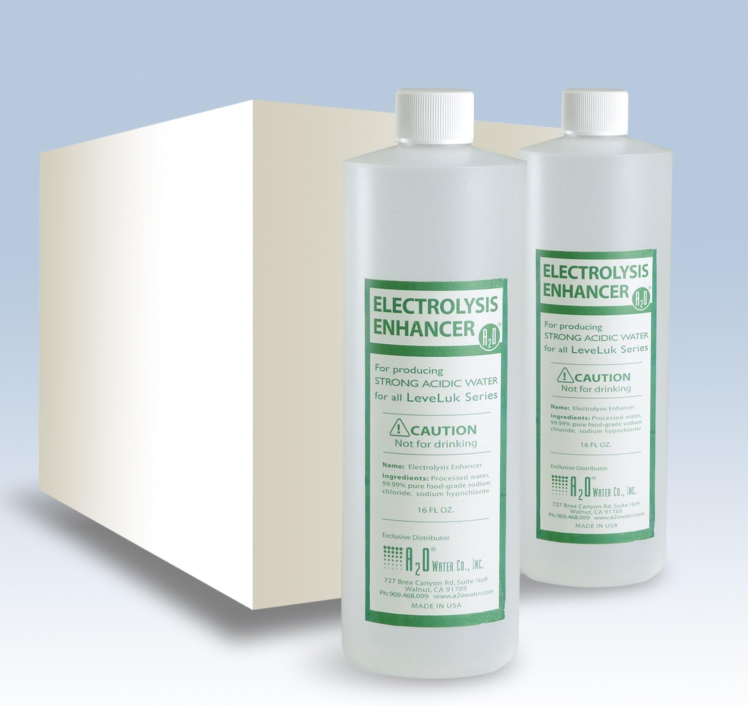 A2O Water - Made in USA, Electrolysis Enhancer - 16 Fl. Oz., 473 ml (24 Bottles/Pack)
