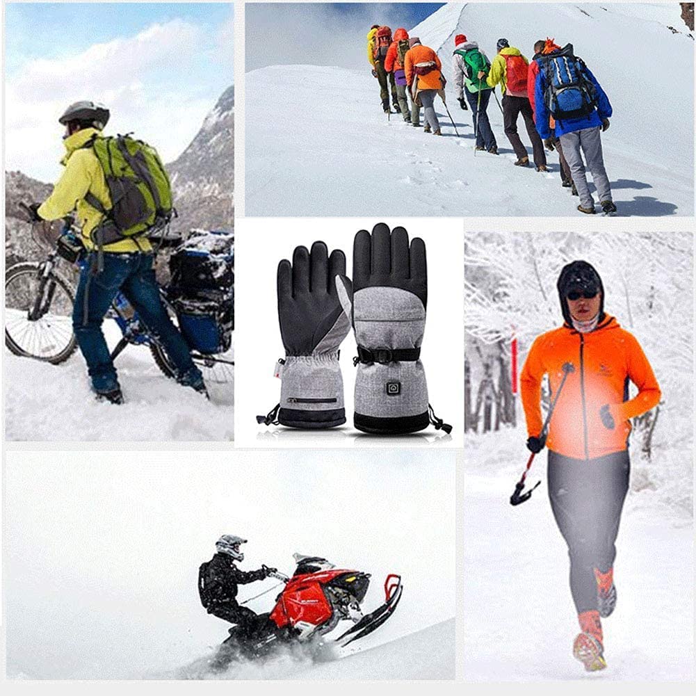 Guantes térmicos Guantes térmicos de Invierno Guantes a Prueba de Viento para Hombres y Mujeres Ciclismo al Aire Libre Motocicleta Camping, 3 Niveles de Control de Temperatura