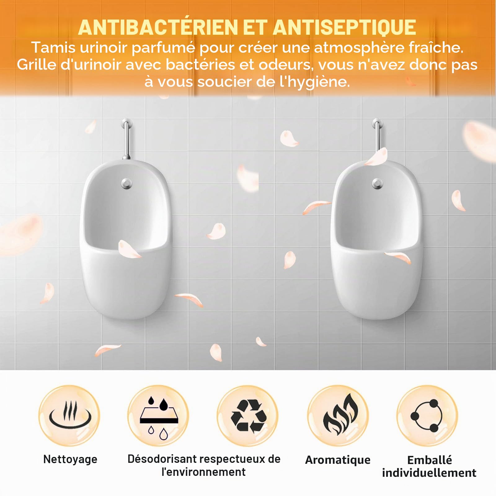 Ecrans Pour Urinoir, 16 Pièces Desodorisant Urinoir, Filtre D'urinoir, Pastilles Urinoir, Tapis d'Urinoir Désodorisant pour Urinoir pour Hôtels Toilettes
