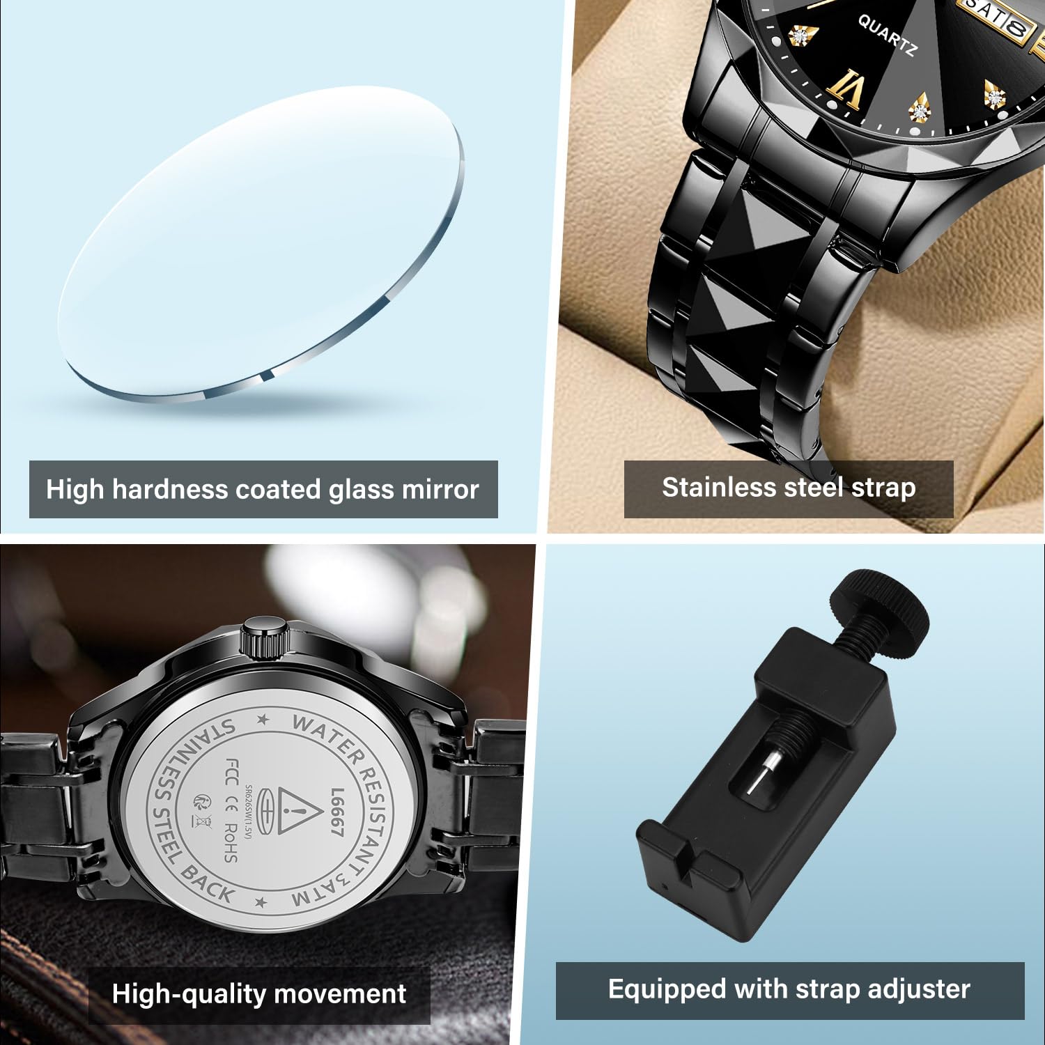 caprock Herrenuhr wasserdichte Analoge Quarzuhr mit Datum, Edelstahl, Lässiger und Modischer Stil für Männer