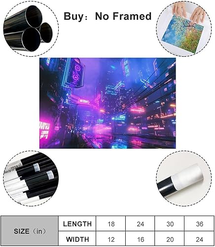 Miniatura 2 de ZMLIS Cyberpunk Urban Subculture Wall Art  Futuristic Neon City Poster  Edgy Retro-Futuristic Home Decor Canvas Poster Bedroom Decor Sports