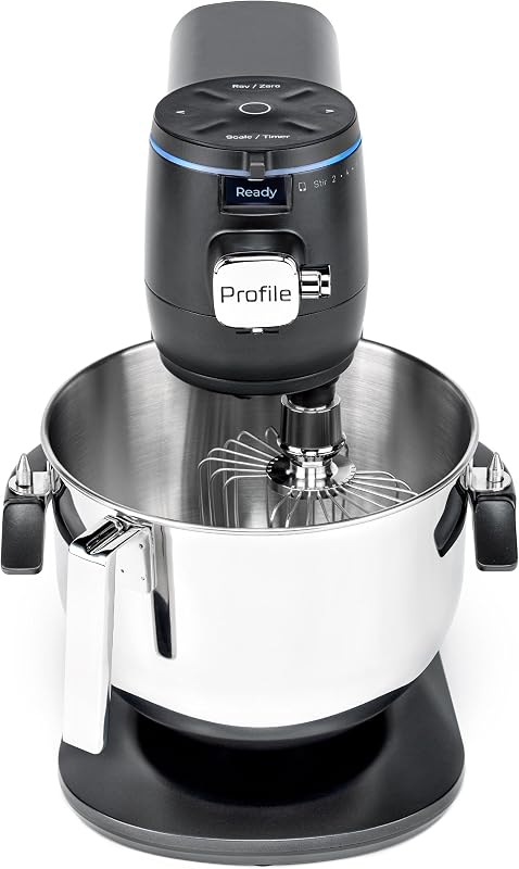 GE Profile Smart Stand Mixer with 7qt Bowl, Built-in Scale, Auto Sense | 540W Brushless DC Motor, Voice Control Alexa/Google, Reverse Mode, Lift & Lock Arm, Timer, Dough Hook, Beater, Whip