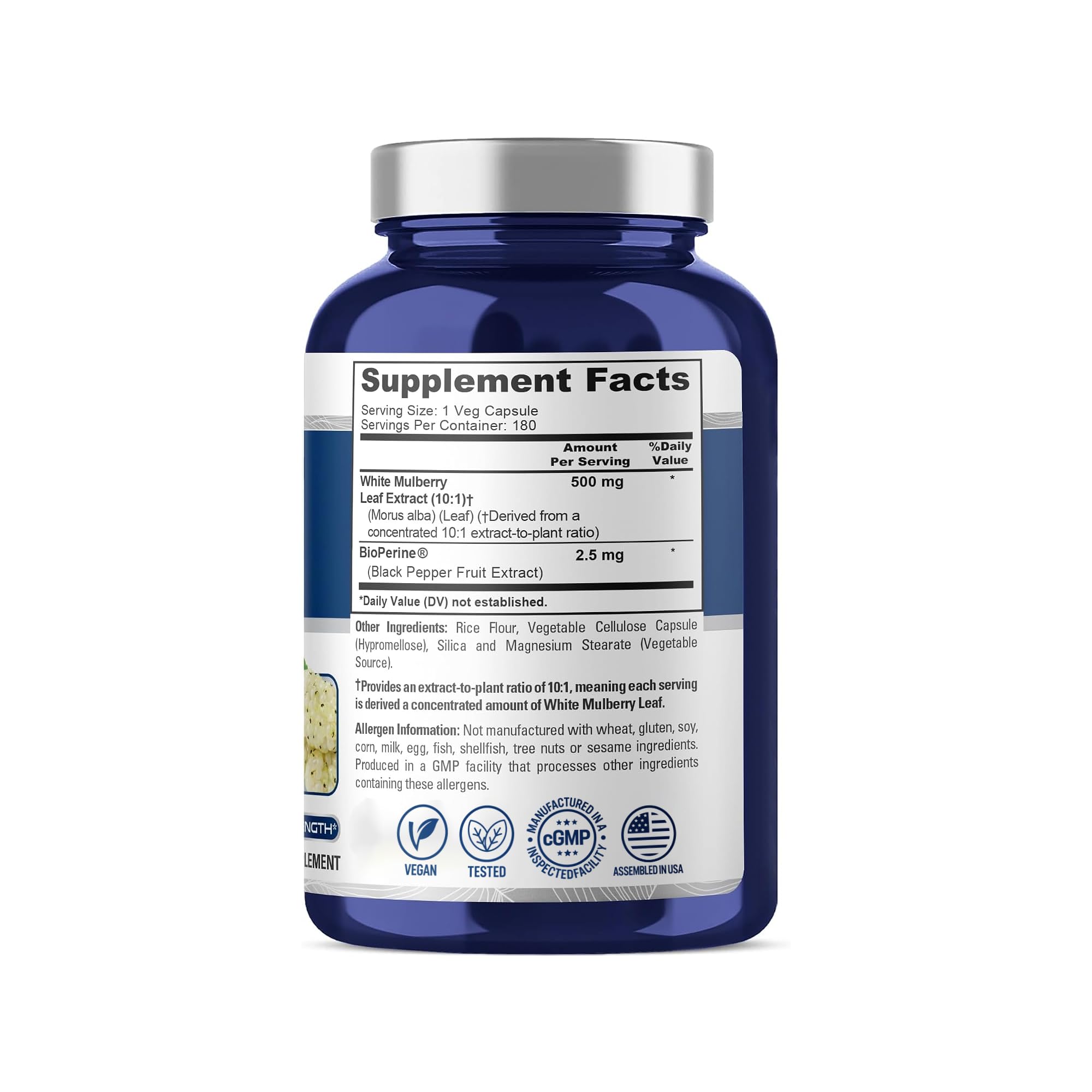 White Mulberry Leaf, Vegan, 500mg, 180 Veg Capsules - 180 Servings — Amazon image 2