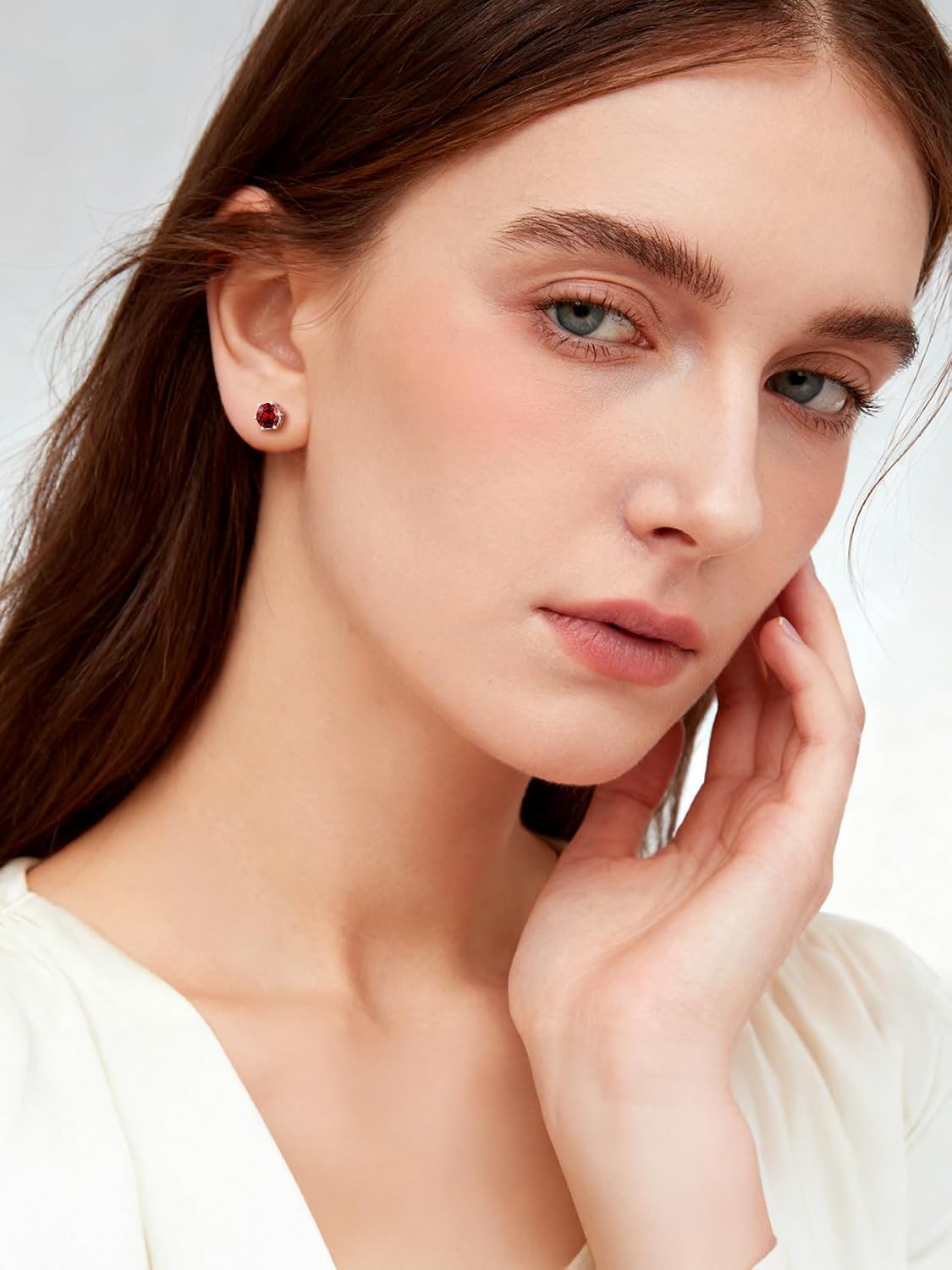 925 Sterling Silver Stud Earrings for Women, Heart/Round Birthstone Earrings Birthday Jewelry for Women Wife Daughter (with Gift Box) - Image 6