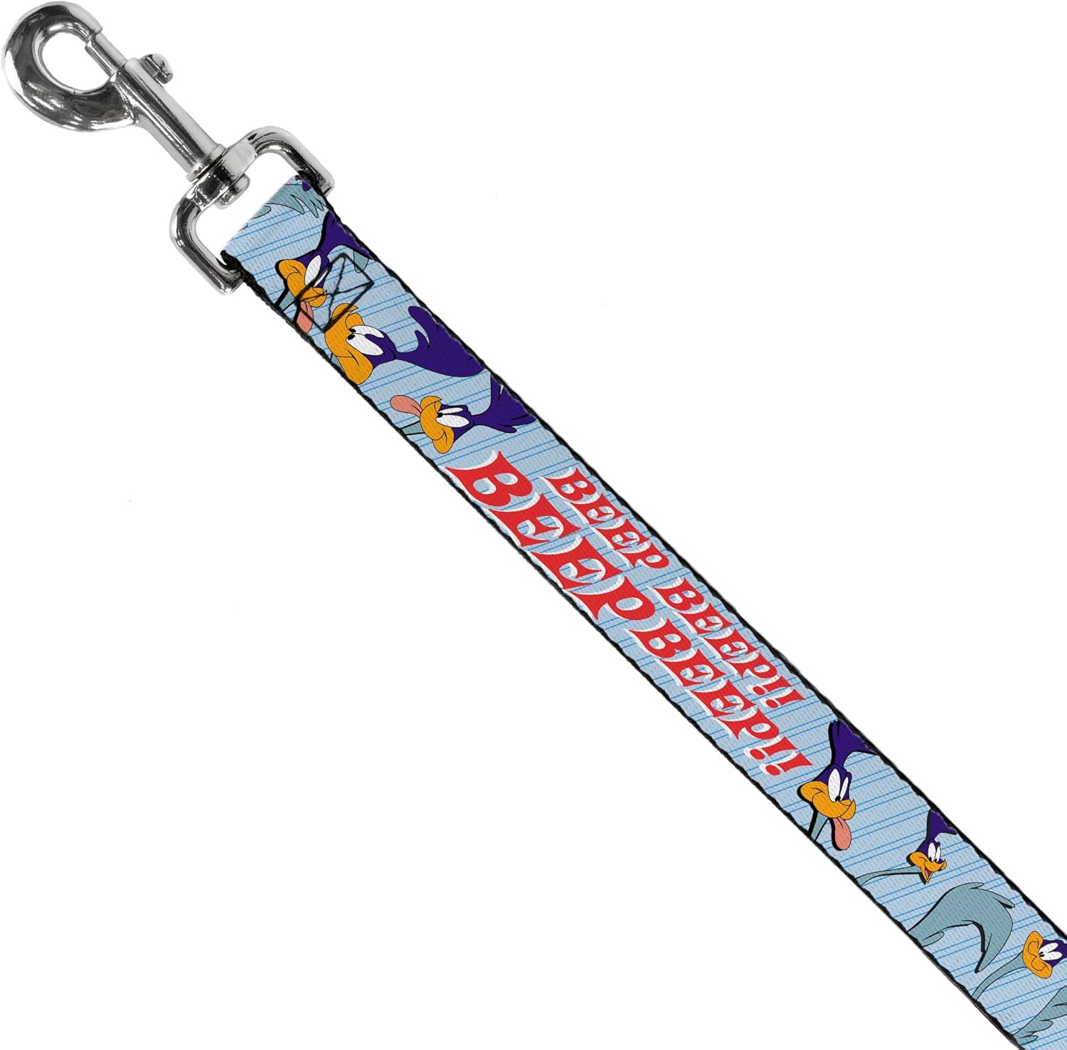 Dog Leash Meep Meep Road Runner Poses Baby Blue 6 Feet Long 1.0 Inch Wide