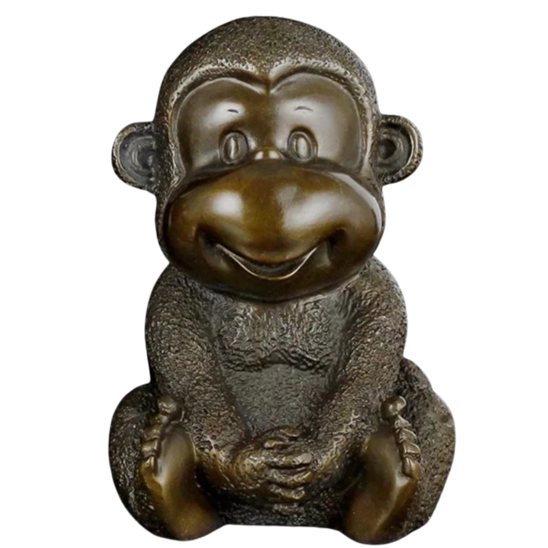 Zestaw rzeźby z brązu cztery mądre małpy – 'Hear No Evil, See No Evil, Speak No Evil' figurki artystyczne z litego mosiądzu, ręcznie robione mini posągi zwierząt