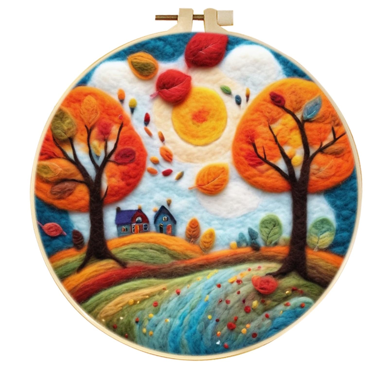 CaptainCrafts DIY Needle Felting Kit for Adults Autumn Scenery Pattern