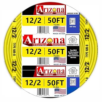 50 FT 12/2 Type NM-B Copper. #12 AWG, 2 Conductors with Ground. Insulated Jacket Yellow