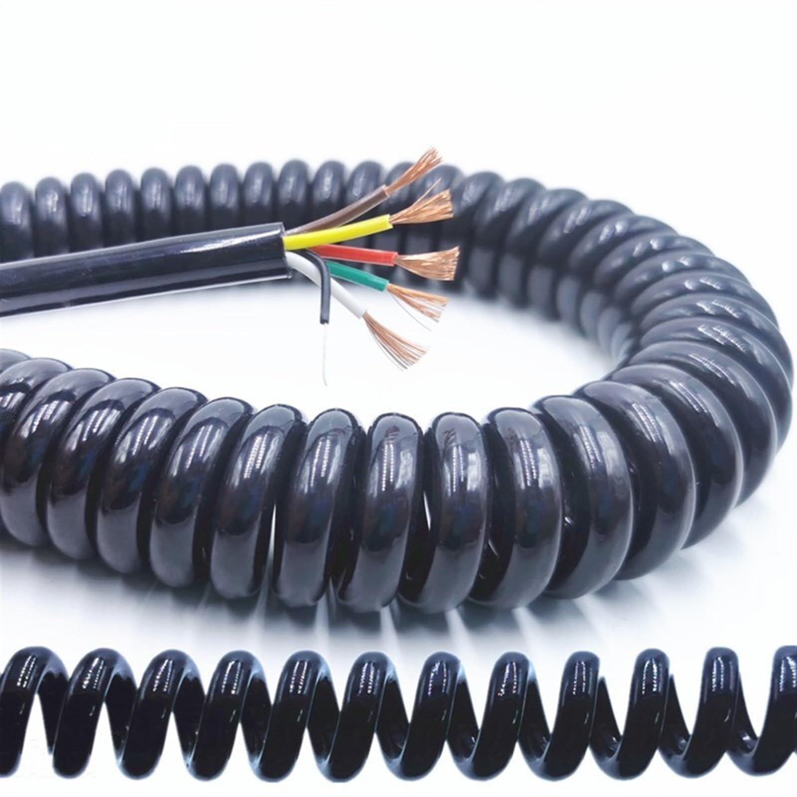 Cavo di prolunga a spirale, cavo telefonico fisso, cavo di alimentazione a spirale a 2 fili, guaina termoretraibile a spirale 0,2 mm 0,3 mm 0,5 mm 1,0 mm 2,0 mm, filo elastico 24 AWG 22 AWG (20awg 0,5