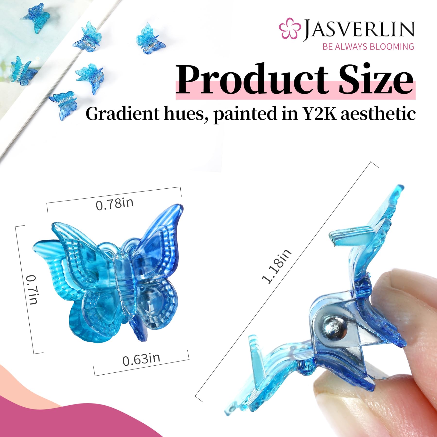 Amazon.com : JASVERLIN Blue Butterfly Hair Clips, Y2K 90s Hair