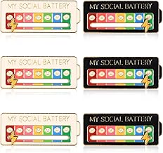 Pack of 6 My Social Battery Pins, Brooch for Social Mood Funny Social Battery Pins for 7 Days Interactive Mood Pins, Decoration Emotional Lapel Pins Enamel Pins