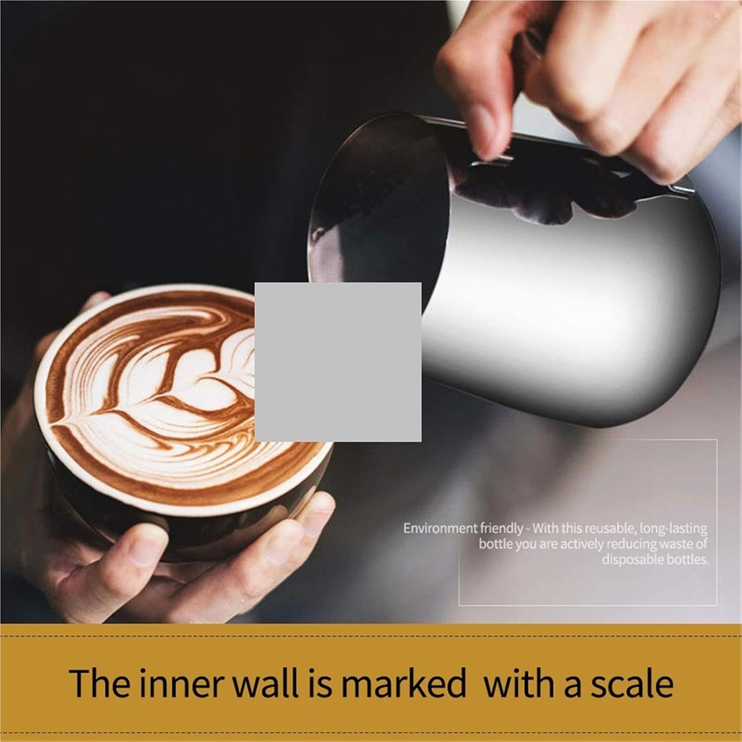 Scale Espresso Coffee Milk Frothing Pitcher Stainless Steel Creamer Macchiato Cappuccino Latte Art Maker Cup(600ml)