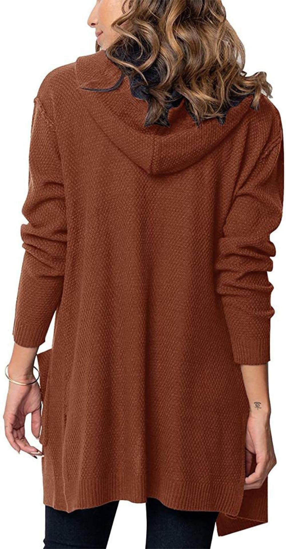 Gebreid vest voor dames, herfst, gezellig gebreid vest met capuchon voor dames, met zakken, casual pullover-stijl, groen, M