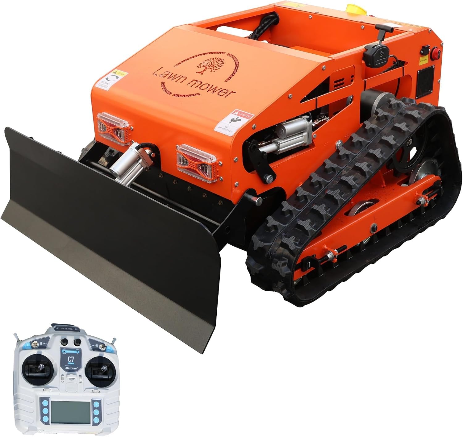 Cortacésped con control remoto de 21.6 pulgadas con potencia híbrida de gas y electricidad de 9 HP, alcance de 600 m, altura de corte ajustable para patio