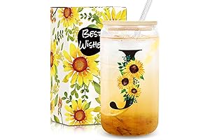 Ini-tial Glass Cup - Best Sunflower Gifts for Women