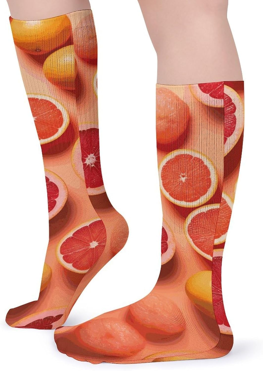5-Pack Knee High Socks, 15.7 Inch Breathable Casual Socks Pile of Grapefruit Slices Stockings for Men Women