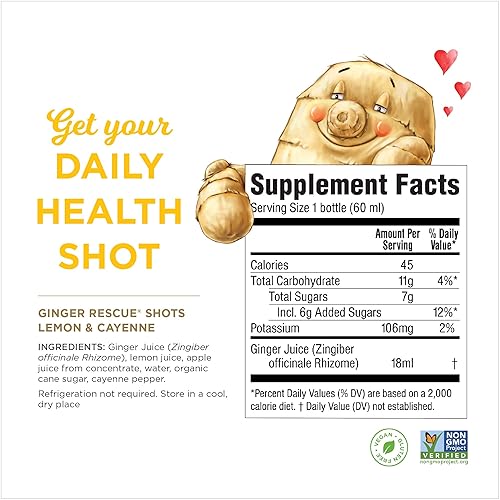 Vista 17 de The Ginger People Ginger Rescue Lemon & Cayenne Ginger Shots, 2 onzas, paquete de 12