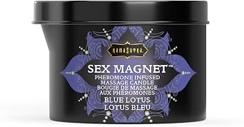 Pheromone Infused Massage Oil Candle for Pure Relaxation- 6oz- Moisturizing Coconut Oil, Essential Oil Blend Body Massage Candle for Home Spa- Amazing Gift for Women & Men (Blue Lotus) Unisex