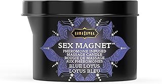 Pheromone Infused Massage Oil Candle for Pure Relaxation- 6oz- Moisturizing Coconut Oil, Essential Oil Blend Body Massage Candle for Home Spa- Amazing Gift for Women & Men (Blue Lotus) Unisex
