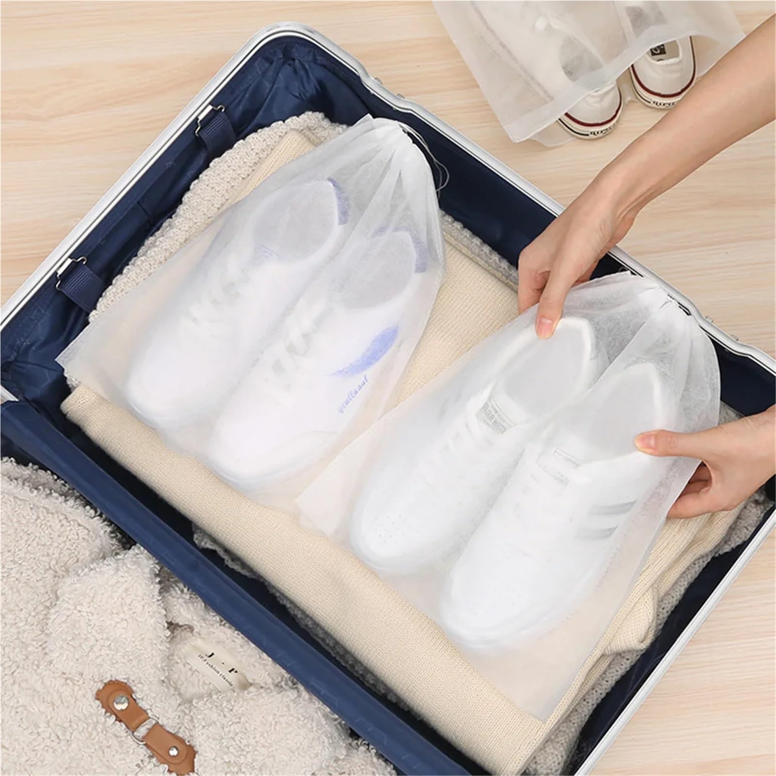 30 stücke Schuhe Lagerung Tasche Closet Organizer Nicht-Woven Reise Tragbare wasserdichte Kleidung Klassifizierte Hängen Taschen für Reisen(17.7x11.5x9.5cm)
