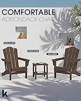 Vista 136 de KINGYES - Silla Adirondack plegable, sillas de patio de polietileno de alta densidad para todo tipo de clima, silla de césped con textura de madera