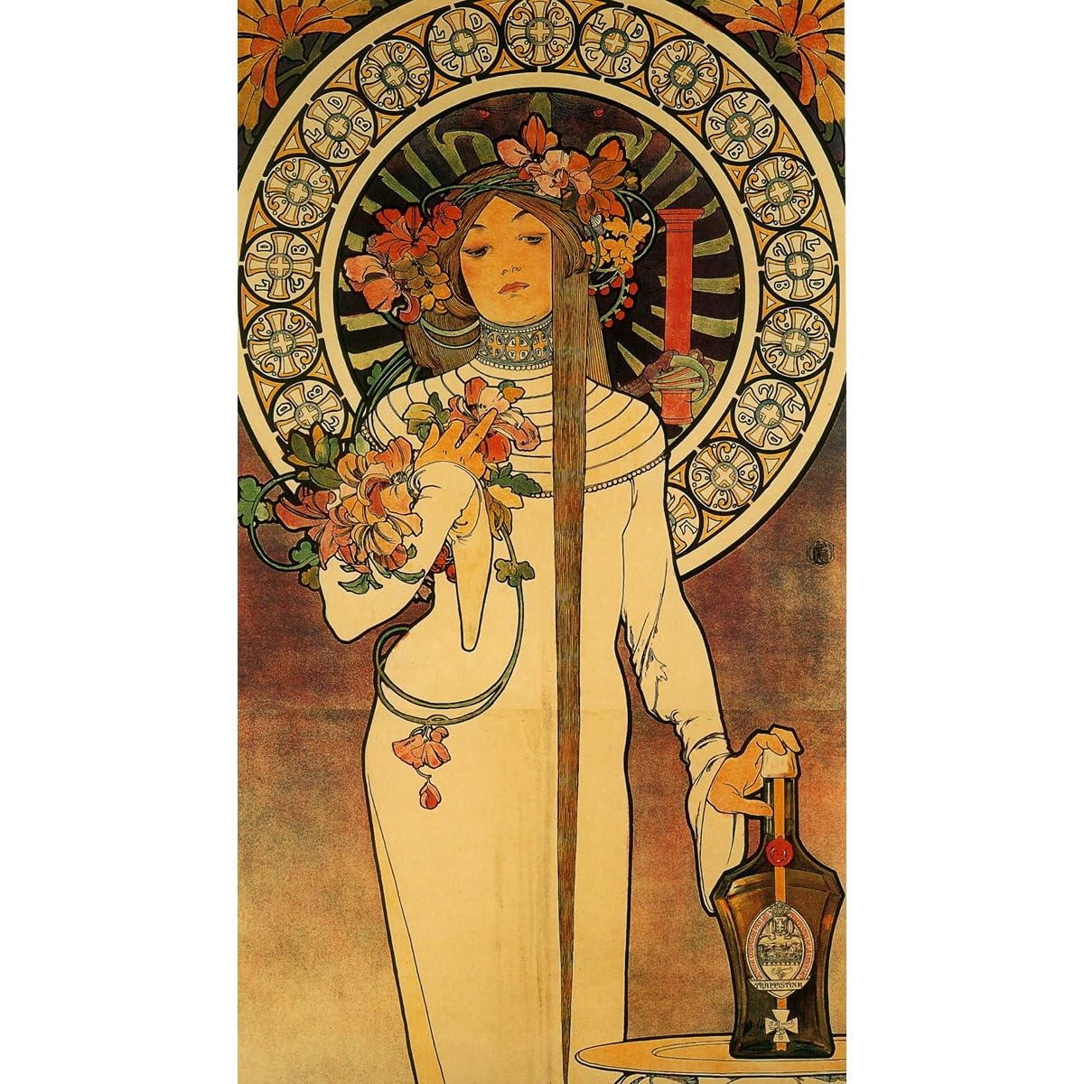 La Trappistine par Alphonse Mucha avec impression sur toile aux couleurs vives