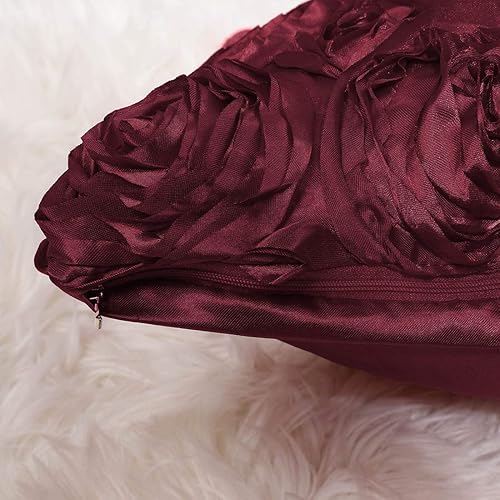 Miniatura 7 de PiccoCasa - Juego de 2 fundas de almohada con diseño de flores 3D, románticas fundas de cojín decorativas de satén, funda de almohada con rosas