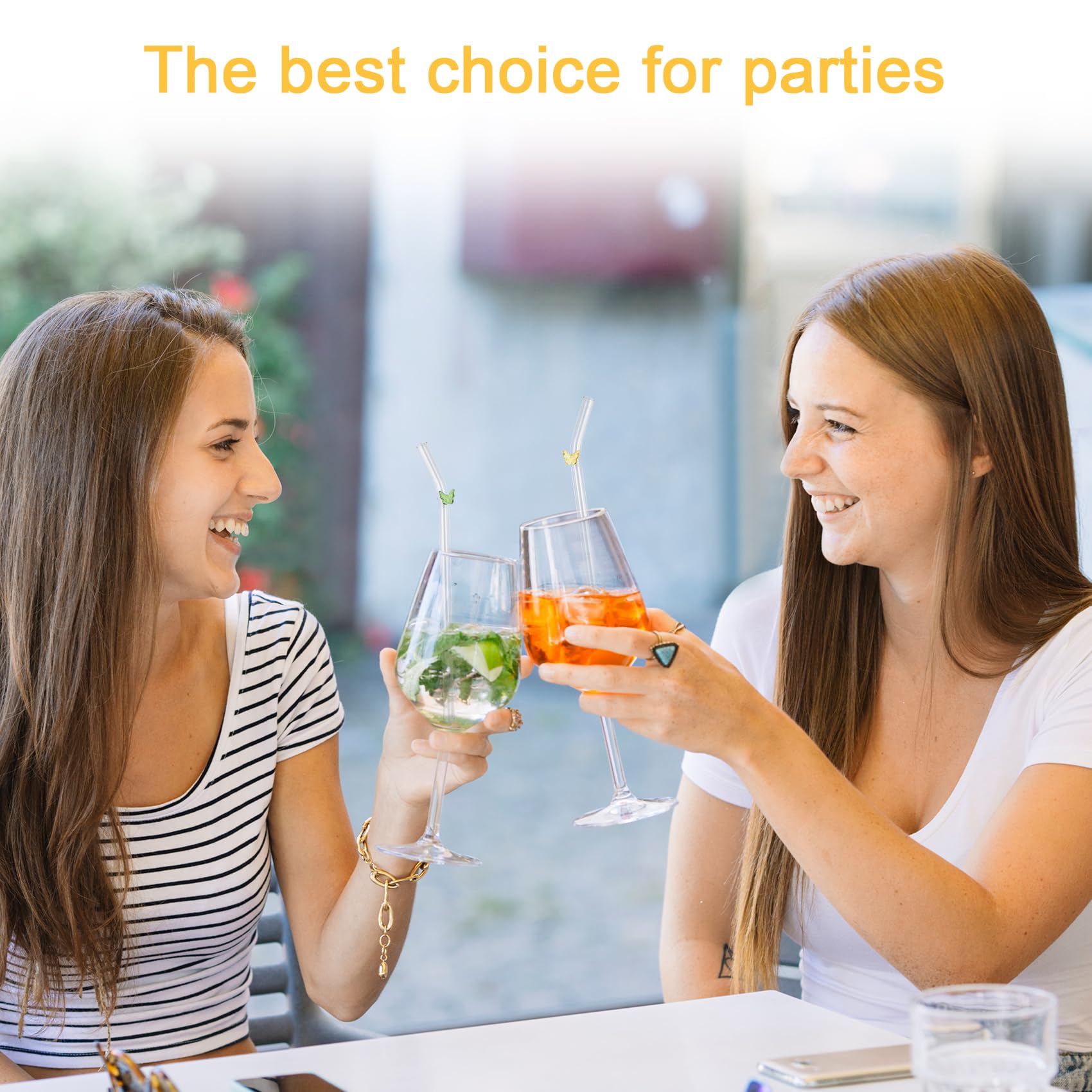 8 Cannucce In Vetro Riutilizzabili - 4 Curve + 4 Dritte + Spazzole, Multicolore - Foto 4