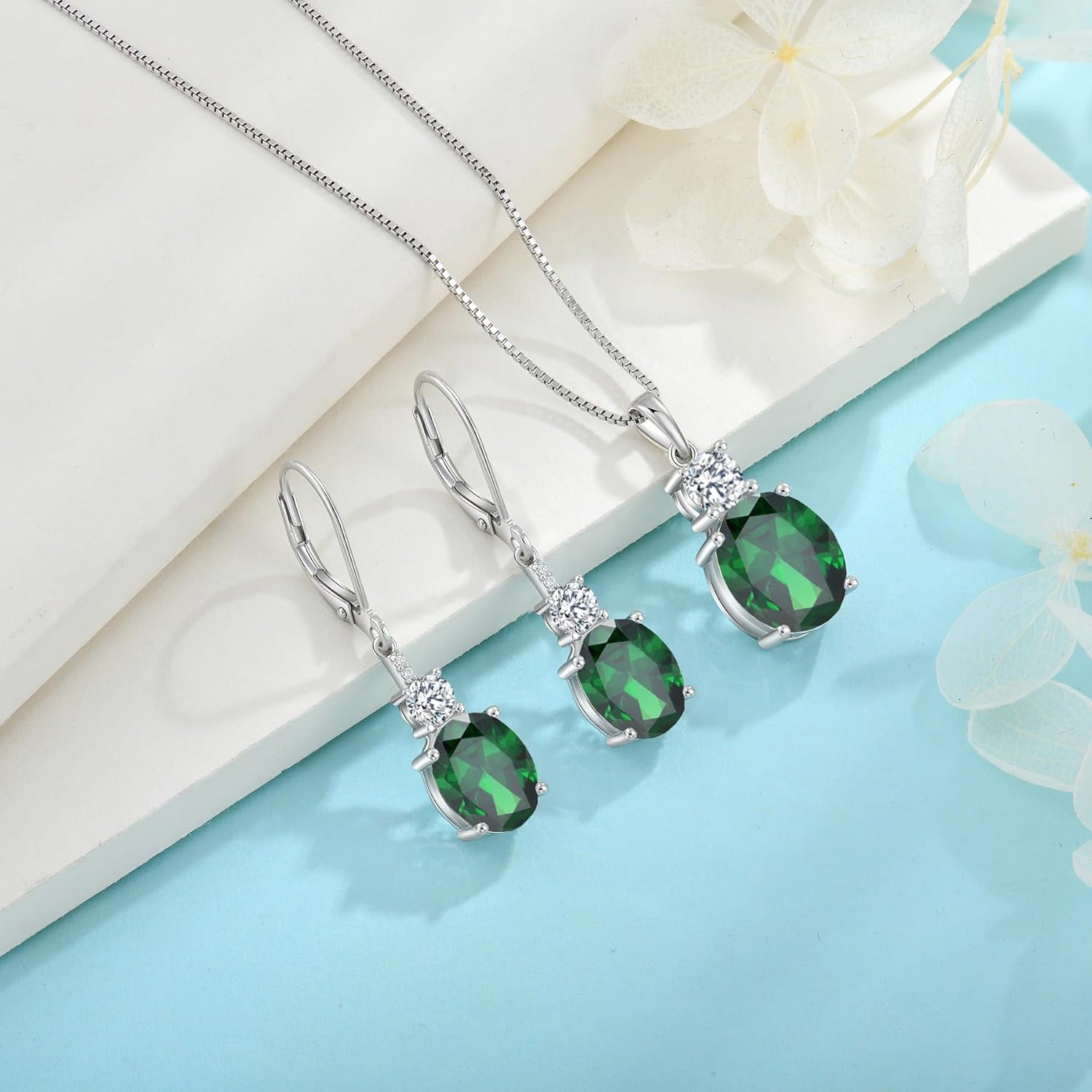 Oval Dangle Drop Earrings for Women 925 Sterling Silver Leverback Earrings Birthstone Jewelry Gifts for Her - Image 5