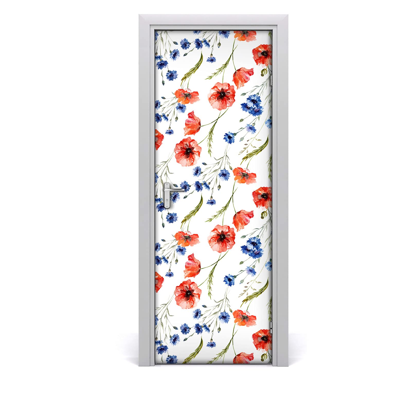 Sticker de porte coquelicots vintage pour décorer un salon chaleureux