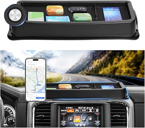 Autorder Soporte magnético para teléfono Dodge RAM 1500/2500/3500 y 2019+ accesorios clásicos 2013-2018, organizador de tablero y soporte para