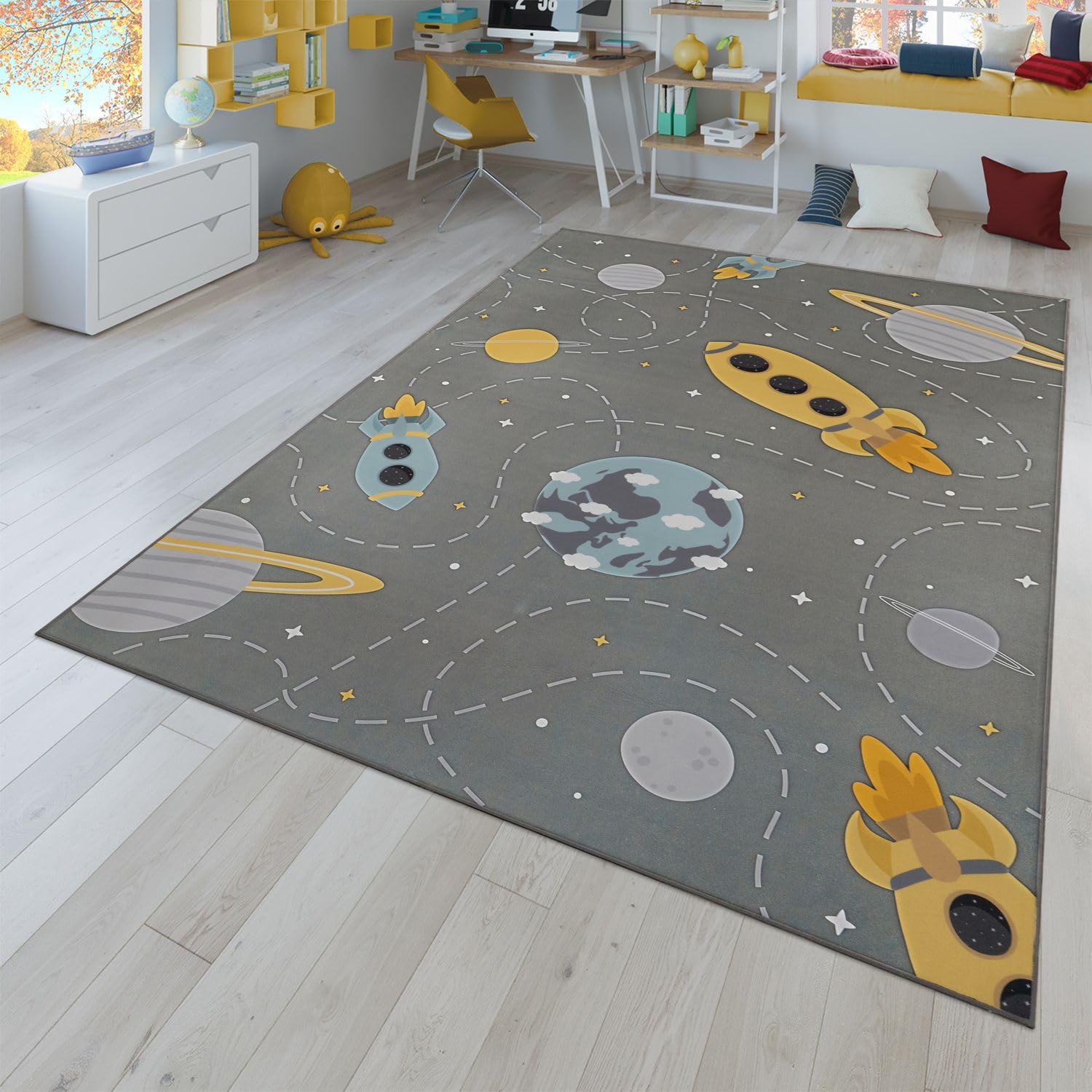 Tapis enfant 80x150 rectangle tissé crème motif animaux sweetlion