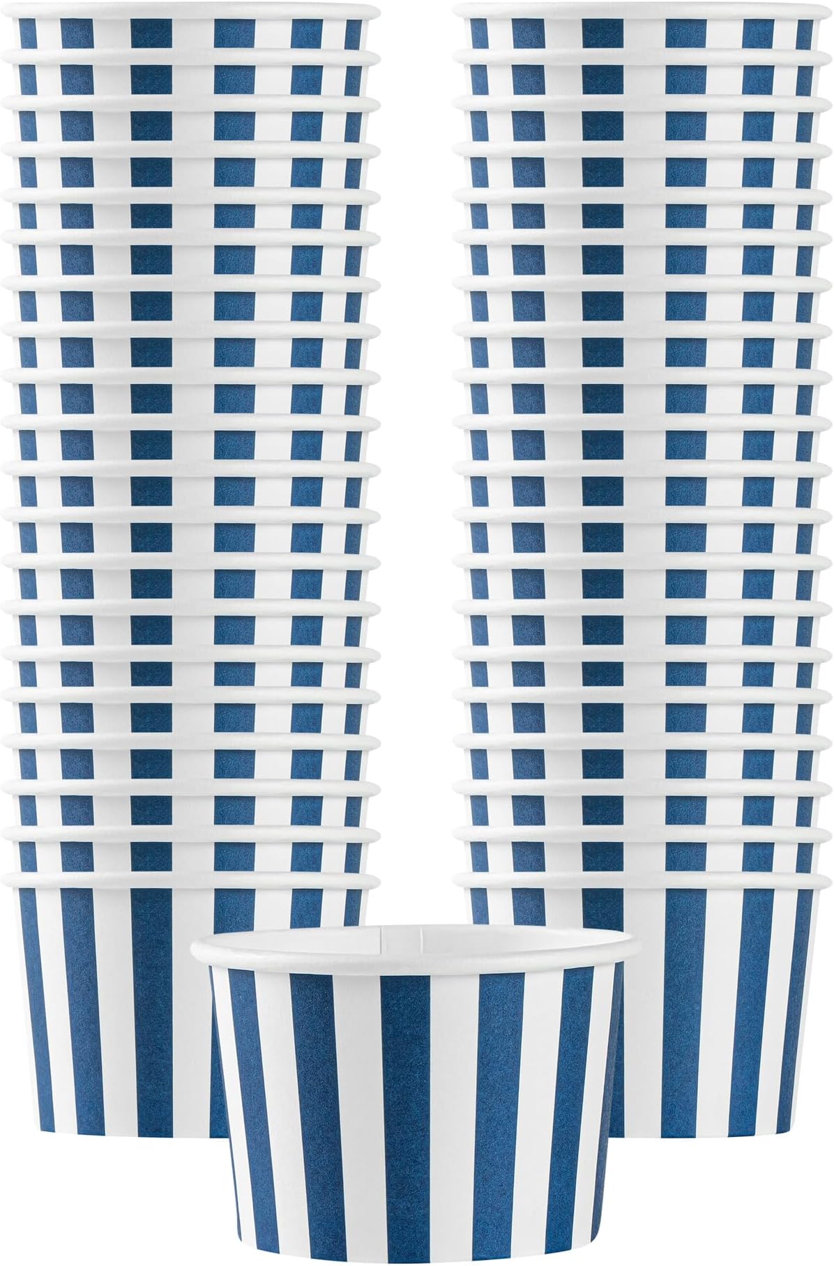 Restaurantware Coppetta 4-Ounce Dessert Cups, 200 Disposable Ice Cream Cups - Lids Sold Separately, Heavy-Duty, Blue And White Paper Frozen Yogurt Bowls, For Hot And Cold Foods