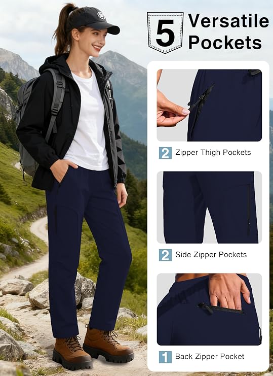 Lightweight Women Hiking Pants Water Resistant Quick Dry with 5 Pockets
