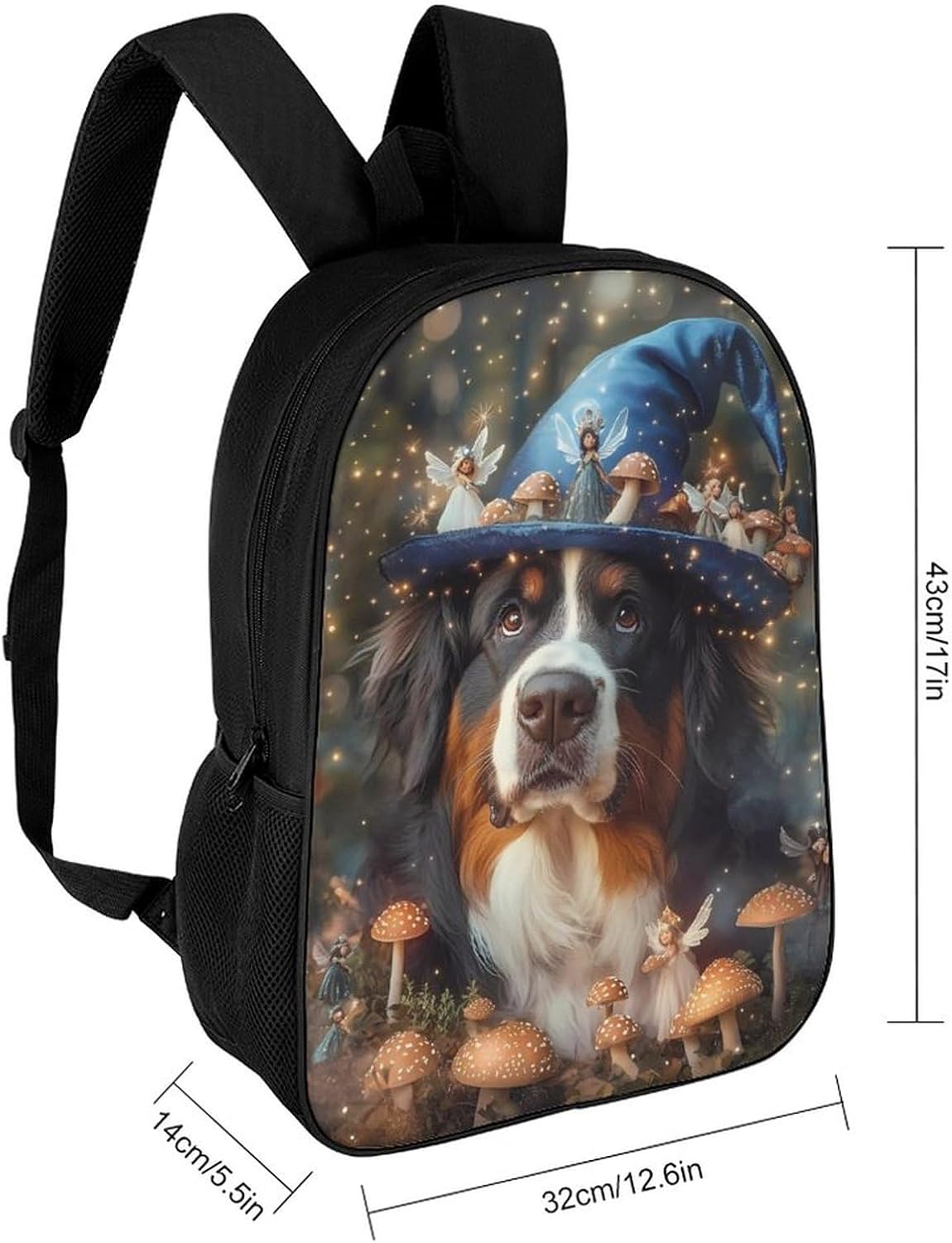 Bernese Dog In A Fairy Forests Laptop Backpack for Men Women 17 Inch Shoulder Bag Travel Daypack