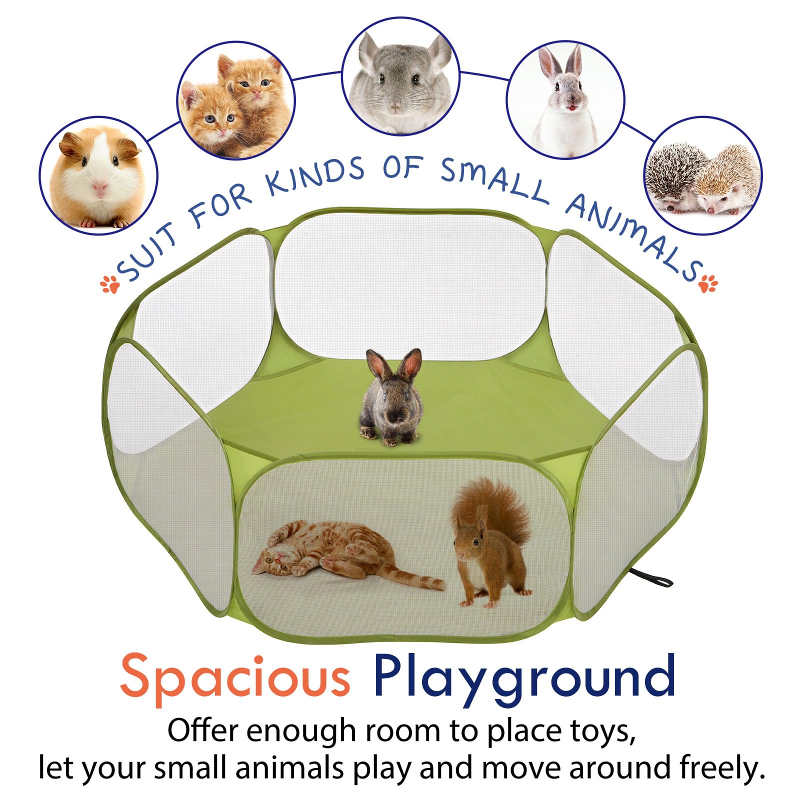 Pawaboo Box per Piccoli Animali, Tenda Impermeabile per Gabbia per Piccoli Animali Domestici con Struttura in Filo D'acciaio, Recinto per Cortile All'aperto per Pulcini/Gattini/Cuccioli, Avocado Verde