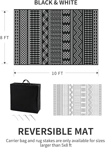 Miniatura 2 de Alfombra de exterior impermeable de 8 x 10 pies, alfombra de patio para interiores y exteriores, para caravana, camping, picnic, reversible, ligera,