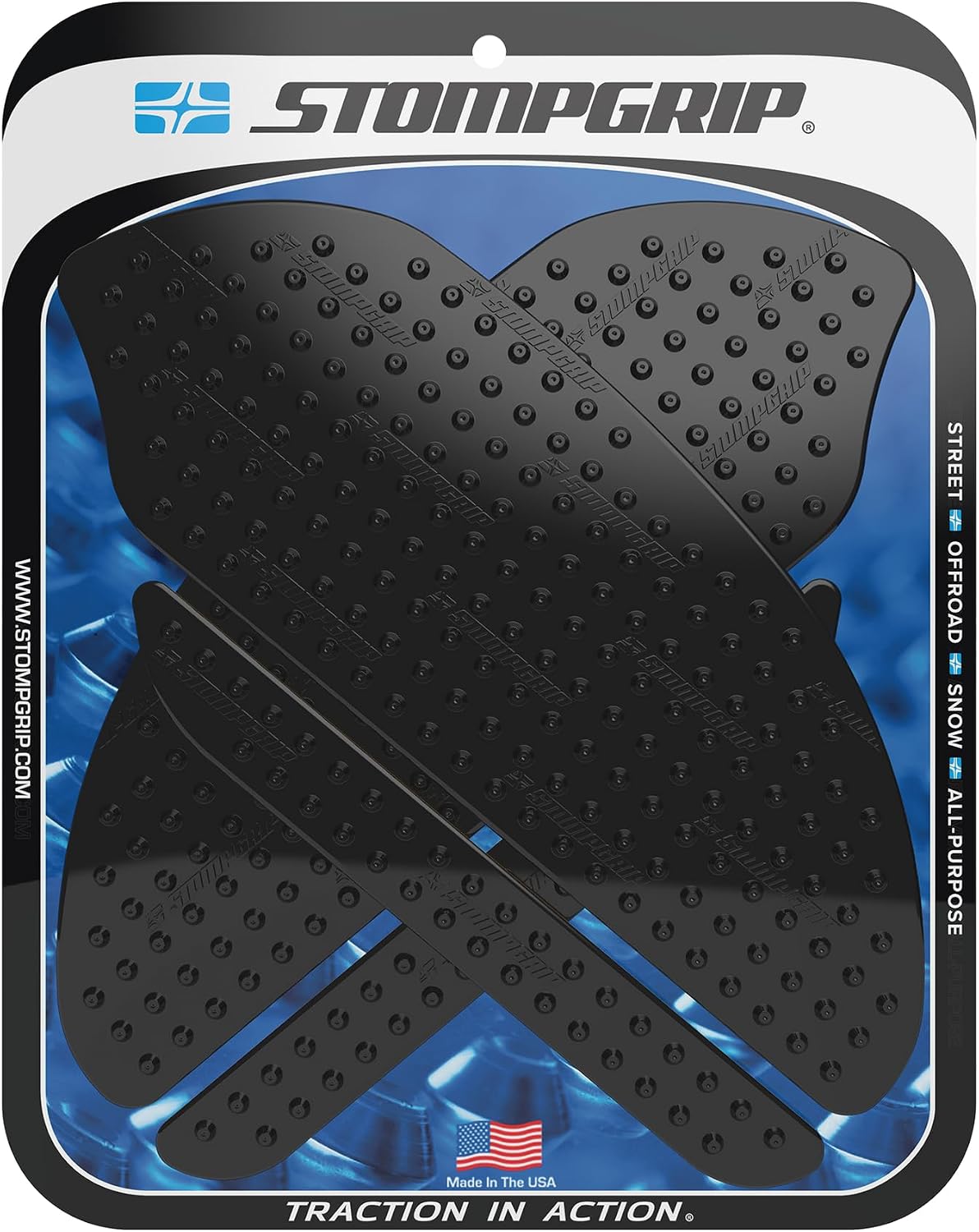 Stompgrip Motorcycle Traction Pads - STREET BIKE TANK GRIPS - VOLCANO - 0020 (Black)