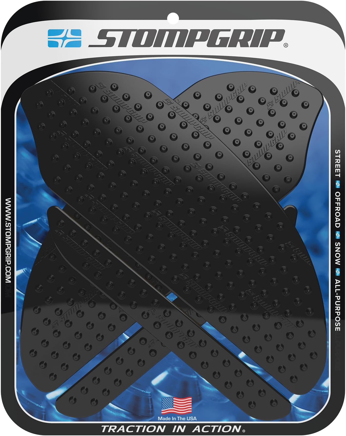 Motorcycle Traction Pads - STREET BIKE TANK GRIPS - VOLCANO - 0020 (Black)