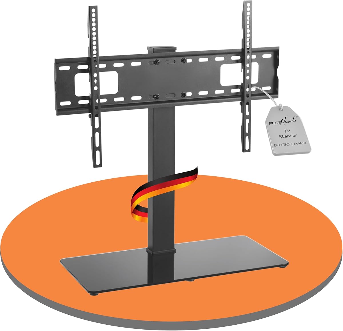 PureMounts TV Stand Bracket 32-70 Inch VESA 600 x 400 Height Adjustable | TV Holder TV Stand for 32-65 Inch Samsung LG Philips Panasonic, Stand, Cable Management, 40 kg Load Capacity