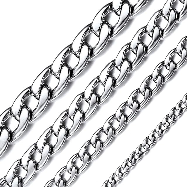 ChainsHouse Mens 18k Gold Plated/Stainless Steel Link Curb Chain Necklace 5/9/12/15 MM Width 18-30 Inches Fashion Jewelry Women Girls Boys Gift, 46 cm
