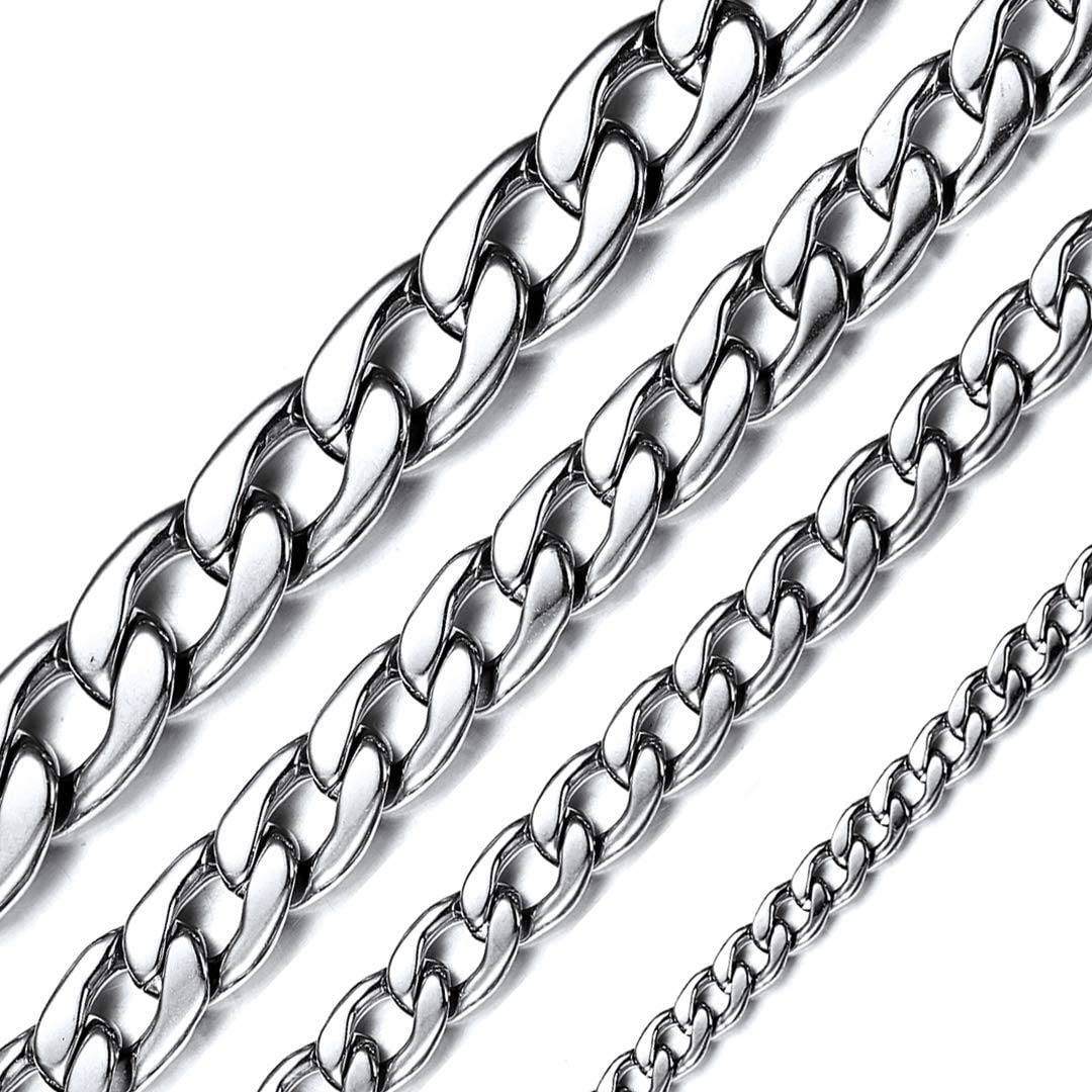 ChainsHouse Zilver Goud Zwart Kleur Cubaanse Link Chain Ketting Heren Roestvrijstalen Ketting voor Dames Jongens Ketting Ketting met Geschenkdoos (5-12mm Breed, 14-30 Inch Lang ChainsHouse Zilver Goud Zwart Kleur Cubaanse Link Chain Ketting Heren Roestvrijstalen Ketting voor Dames Jongens Ketting Ketting met Geschenkdoos (5-12mm Breed, 14-30 Inch Lang