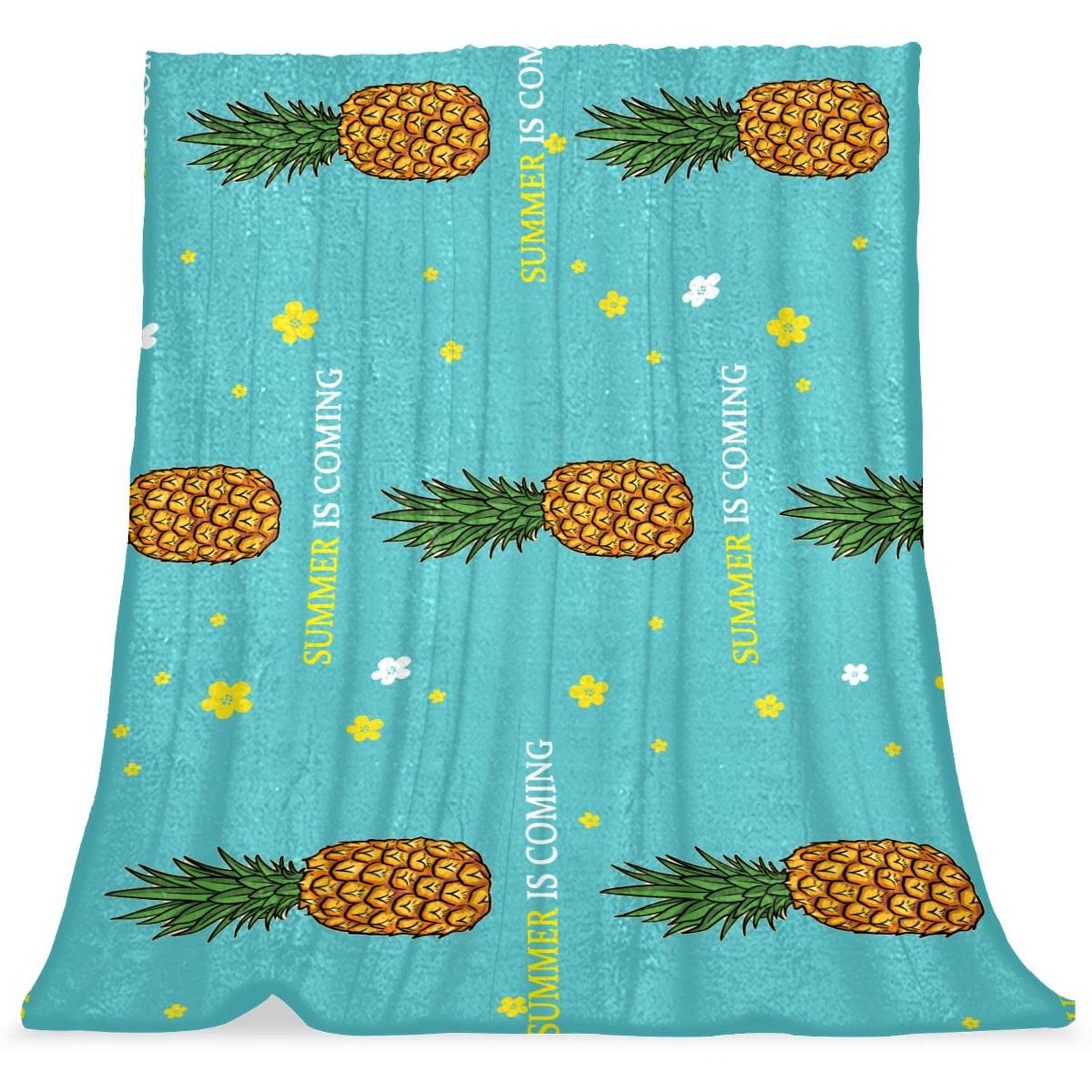 Couverture de lit douce et moelleuse - Couvre-lit enfant ananas d'été