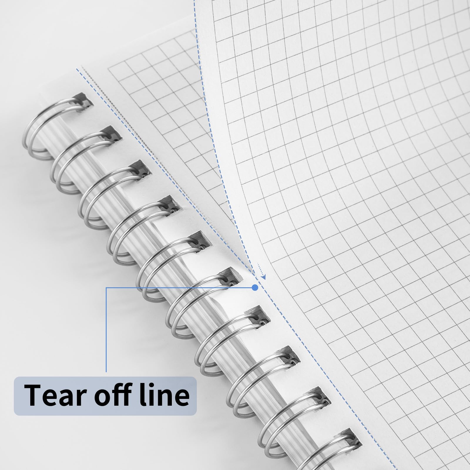 Cuaderno cuadriculado en espiral A5, paquete de 3, 160 páginas, papel grueso de 100 g/m², cubierta translúcida esmerilada impermeable, diario cuadrado perforado para oficina escolar