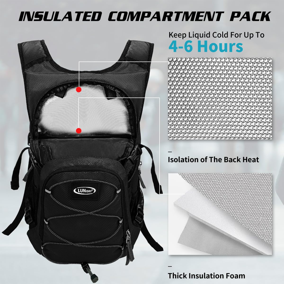 Mochila de hidratación con bolsa de agua de 3 litros, mochila de hidratación aislada para correr, mochila de agua ligera para senderismo, ciclismo, camping, ciclismo para hombres y mujeres
